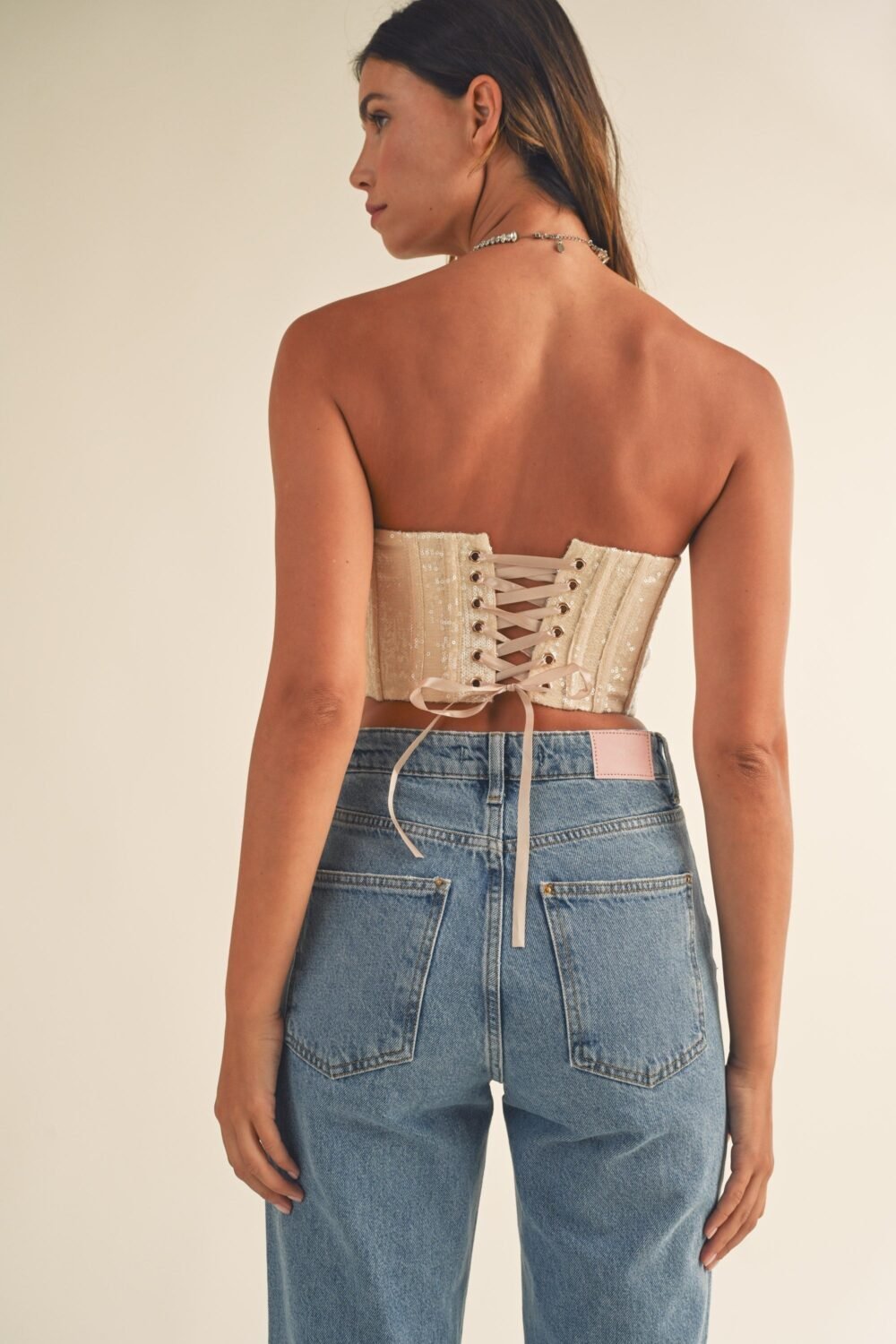 Ripful Nude Sequin Corset Top – Sparkling & Stylish Party Wear - Image 2